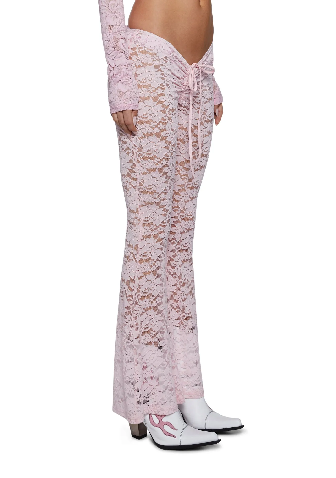 Honey Whip V-Cut Lace Bell Bottoms sold by Dolls Kill product image thumbnail 3