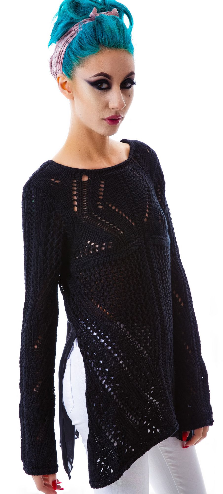 Roxy Chiffon Back Sweater sold by Dolls Kill