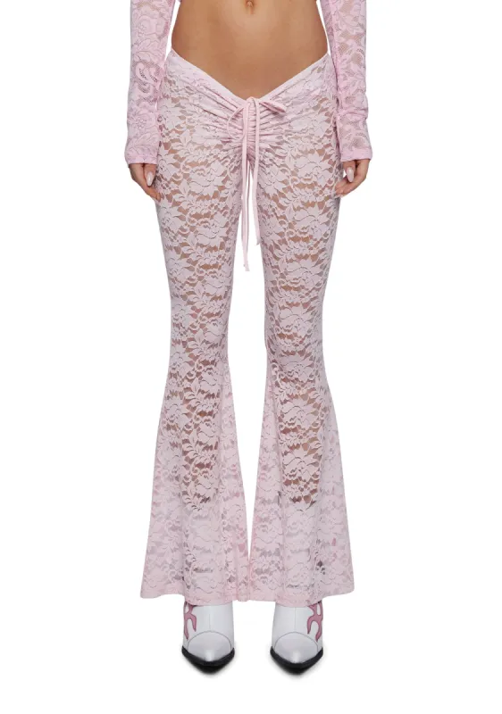 Honey Whip V-Cut Lace Bell Bottoms sold by Dolls Kill