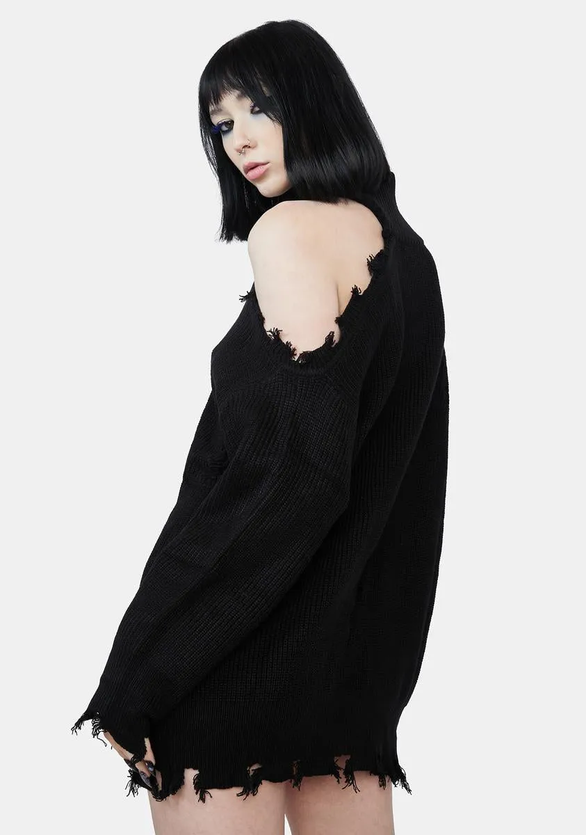 Noir Reaching Out Distressed Sweater sold by Dolls Kill product image thumbnail 4
