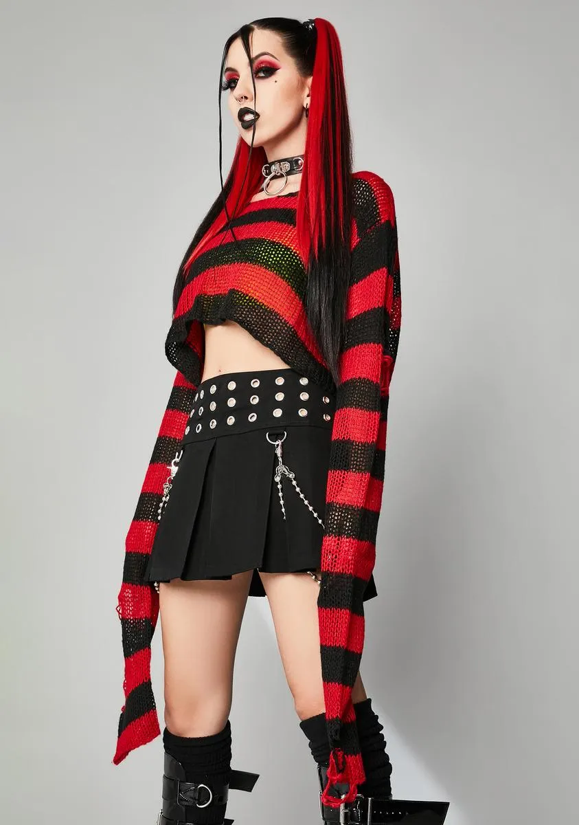 Sinful Super Creep Striped Crop Sweater sold by Dolls Kill product image thumbnail 2