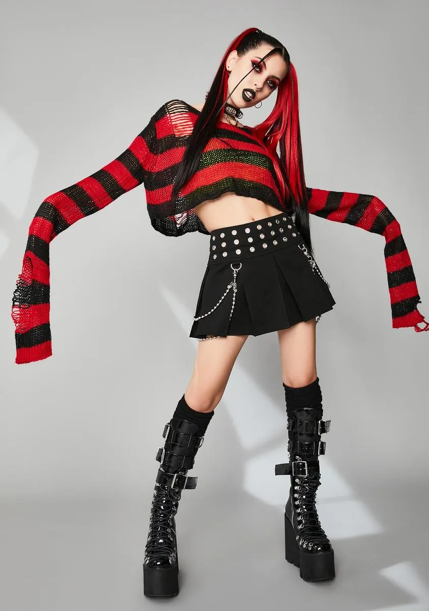 Sinful Super Creep Striped Crop Sweater sold by Dolls Kill product image thumbnail 3