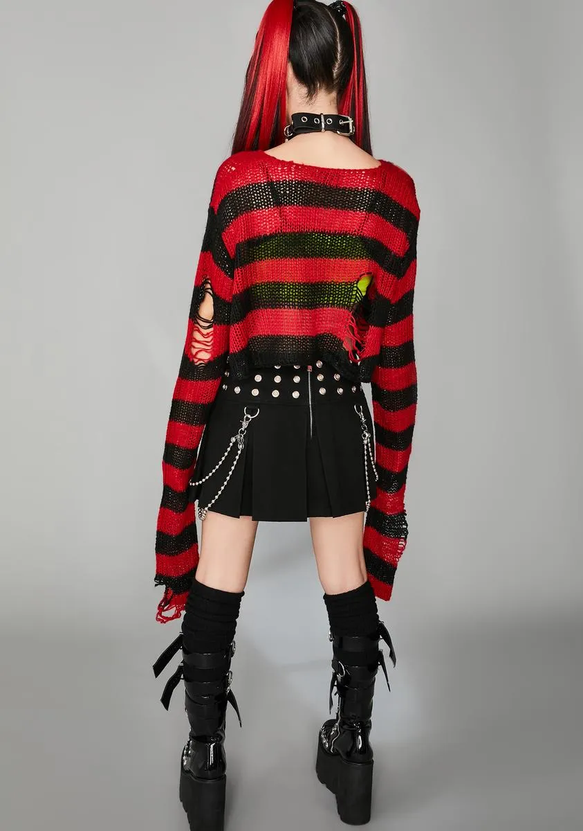 Sinful Super Creep Striped Crop Sweater sold by Dolls Kill product image thumbnail 4