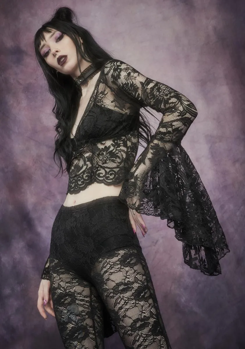 Shadows Of Moonlight Lace Bell Sleeve Top sold by Dolls Kill product image thumbnail 2