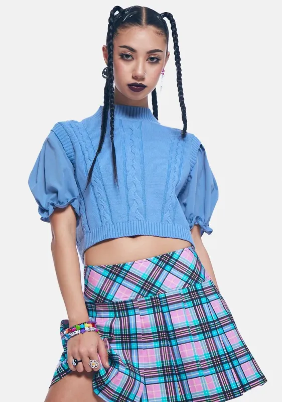 True Knit Puff Sleeve Top sold by Dolls Kill