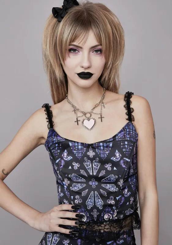 Spiritual Sacrilege Corset Top sold by Dolls Kill