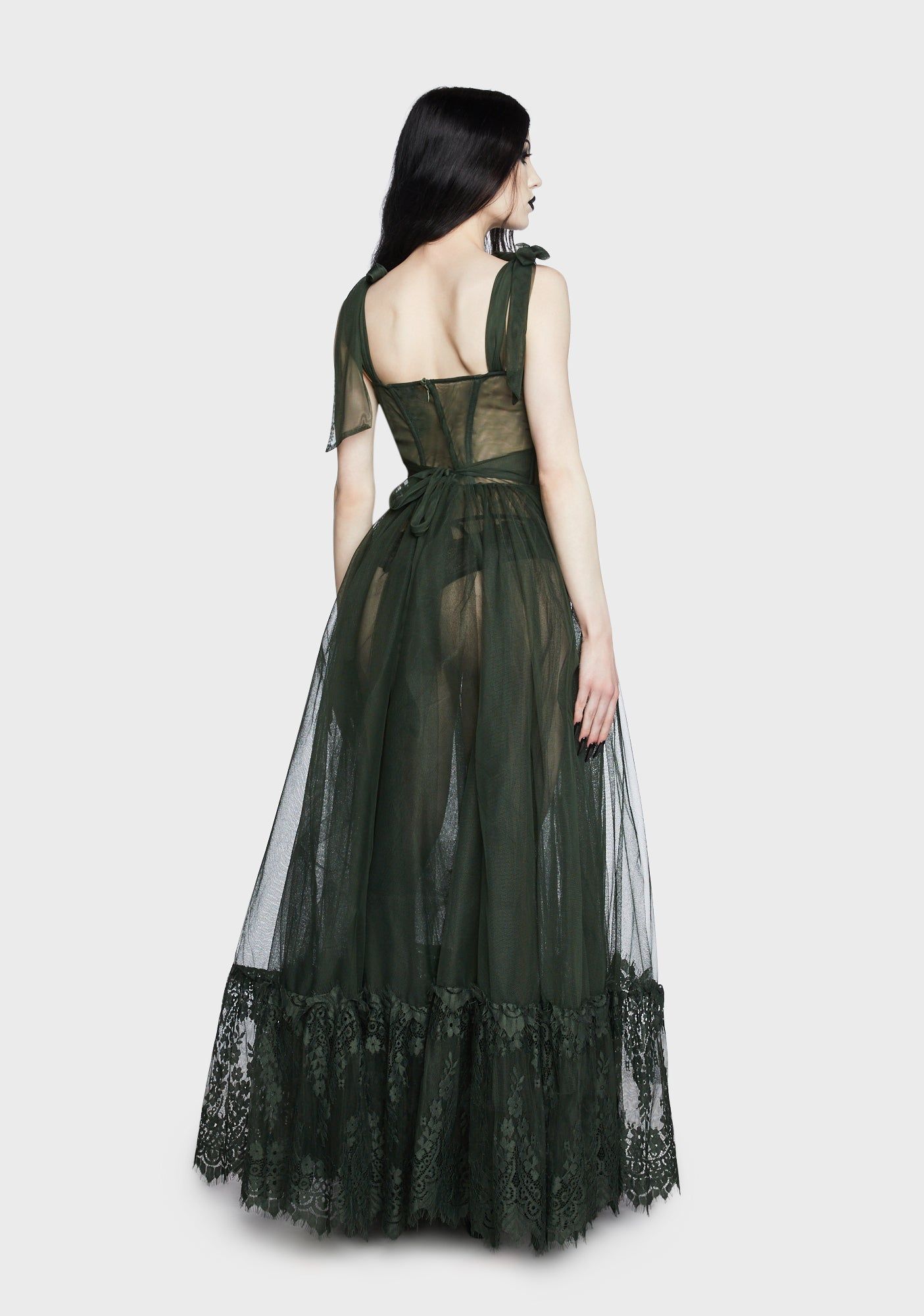 Dance With Death Sleeveless Maxi Dress - Sage sold by Dolls Kill product image thumbnail 5