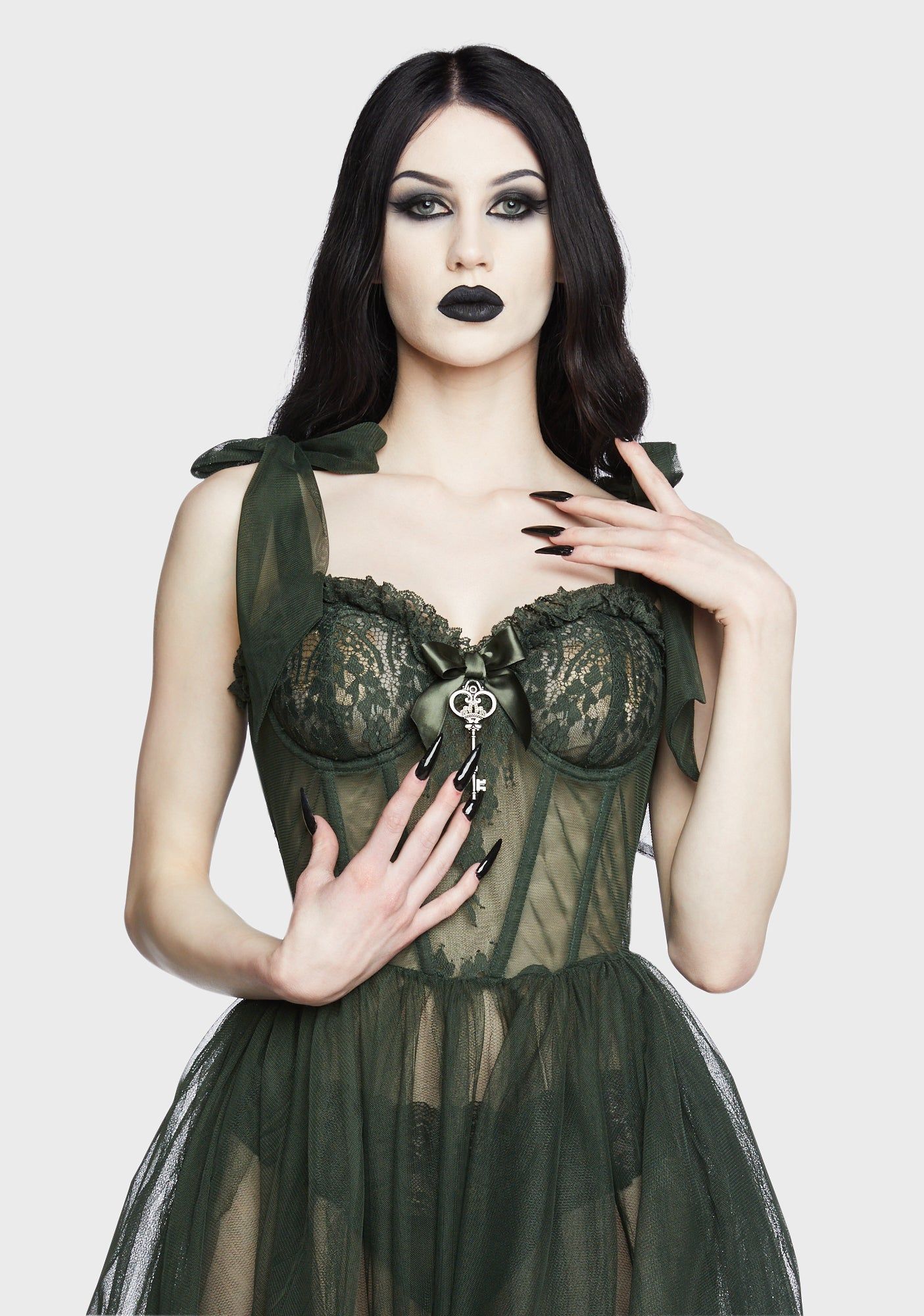 Dance With Death Sleeveless Maxi Dress - Sage sold by Dolls Kill product image thumbnail 2