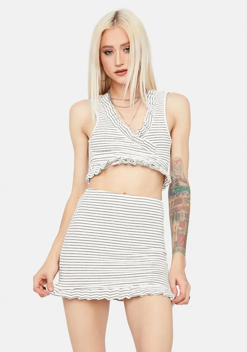 Blanc Between The Bliss Striped Skirt Set sold by Dolls Kill
