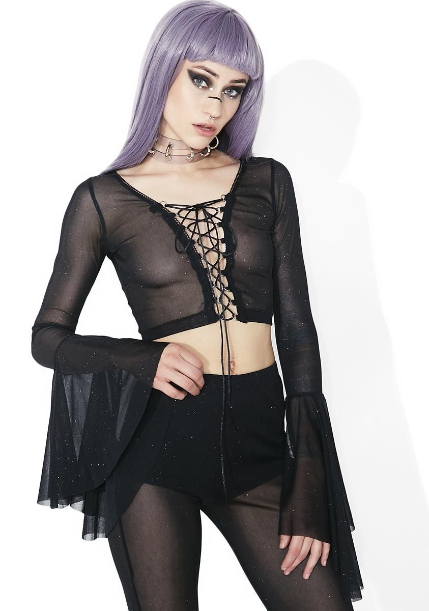 Twilight Skies Mesh Crop Top sold by Dolls Kill product image thumbnail 3
