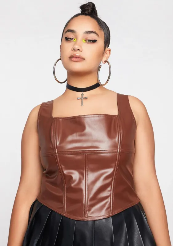 Plus Rowdy Rodeo Vegan Leather Corset sold by Dolls Kill