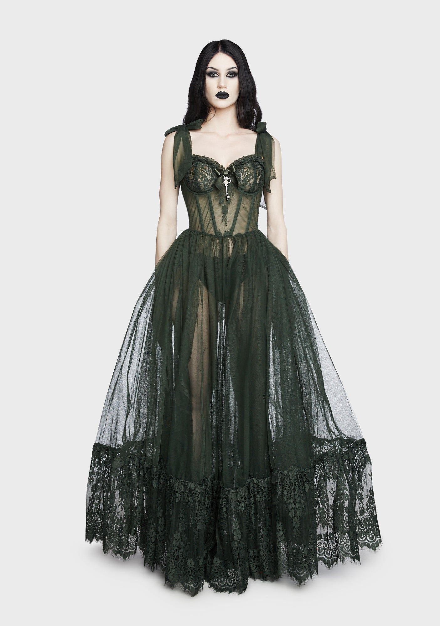 Dance With Death Sleeveless Maxi Dress - Sage sold by Dolls Kill