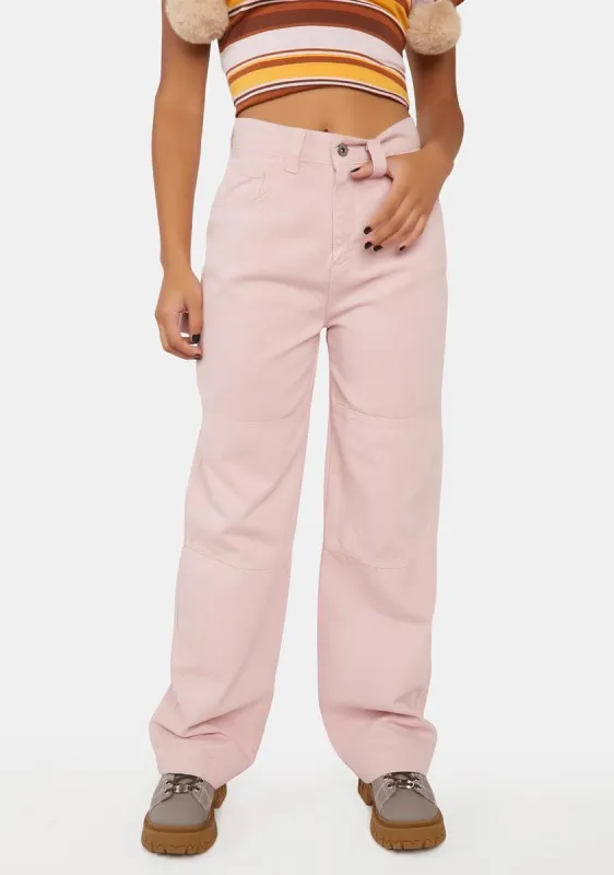 Pink Drill Carpenter Trousers sold by Dolls Kill