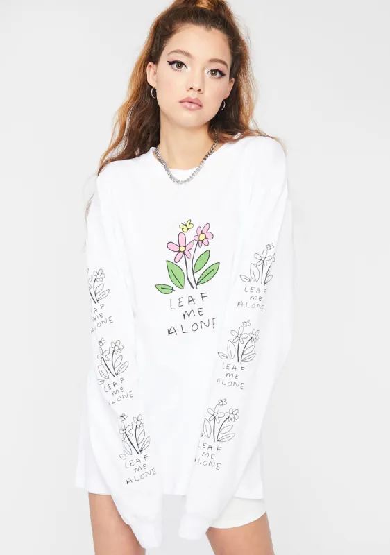 White Leaf Me Alone Graphic Tee sold by Dolls Kill