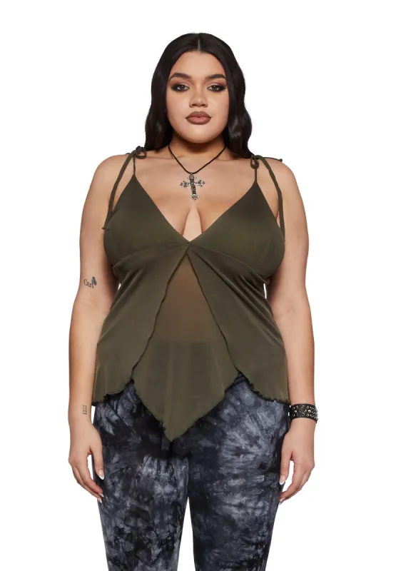 Plus Not That Easy Cami Top - Green sold by Dolls Kill