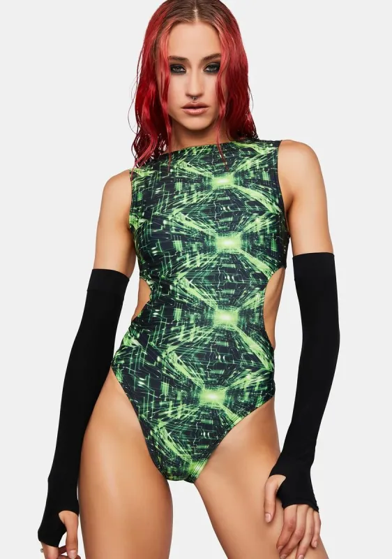 Cyber Grid Cut Out Bodysuit sold by Dolls Kill
