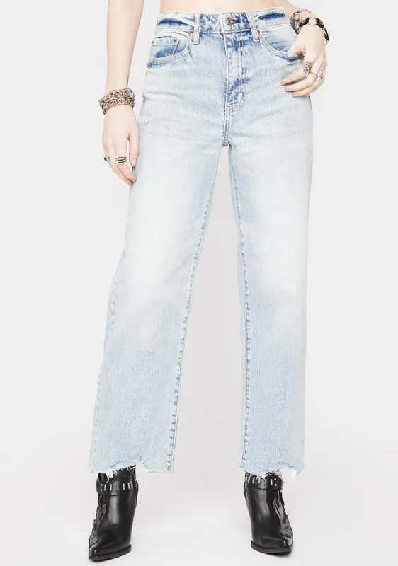 For Real Pleaser High Rise Wide Ankle Jeans sold by Dolls Kill
