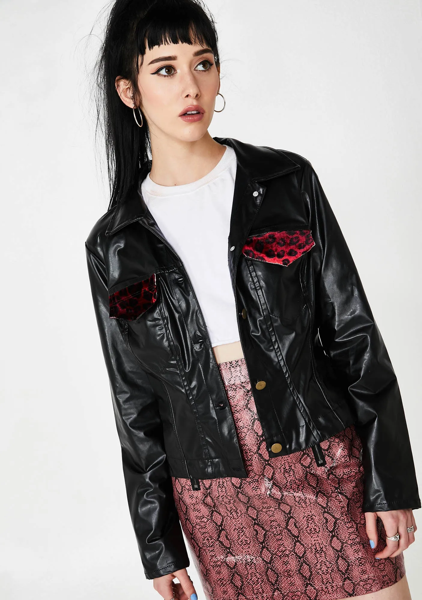 Vintage 90s Leopard Pocket Jacket sold by Dolls Kill