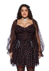 Plus Heavenly Affair Babydoll Dress-Black sold by Dolls Kill