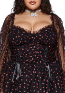 Plus Heavenly Affair Babydoll Dress-Black sold by Dolls Kill