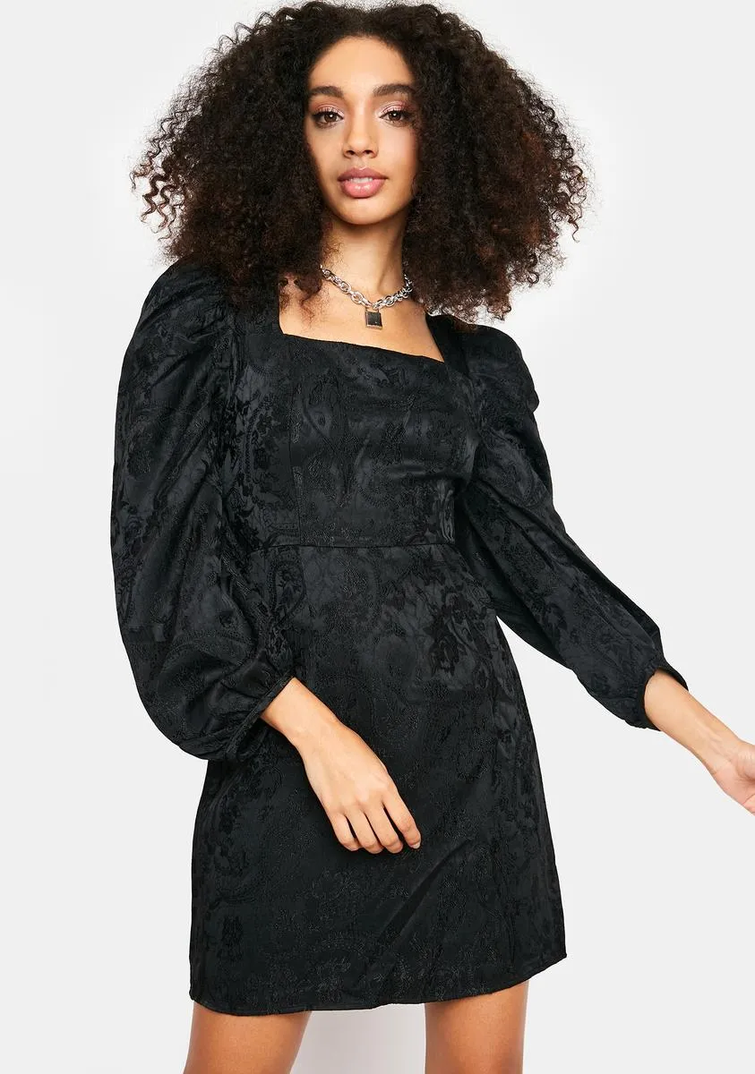 Black Brocade Mini Dress sold by Dolls Kill