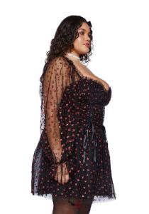Plus Heavenly Affair Babydoll Dress-Black sold by Dolls Kill