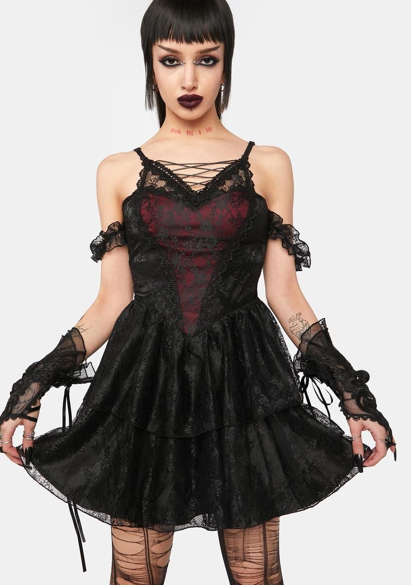 Gothic Sexy Lace Mini Dress sold by Dolls Kill