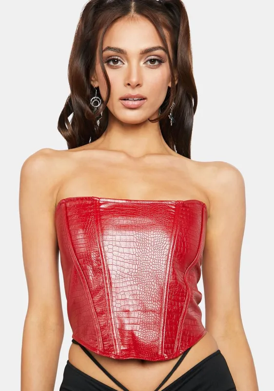 Red Holly Corset Top sold by Dolls Kill