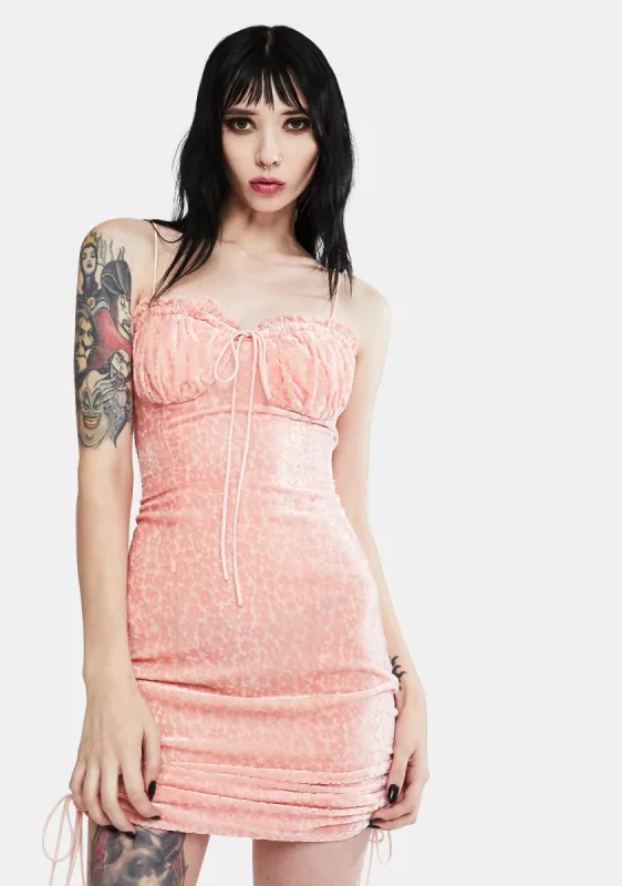 Pink Daisy Ruched Dress sold by Dolls Kill