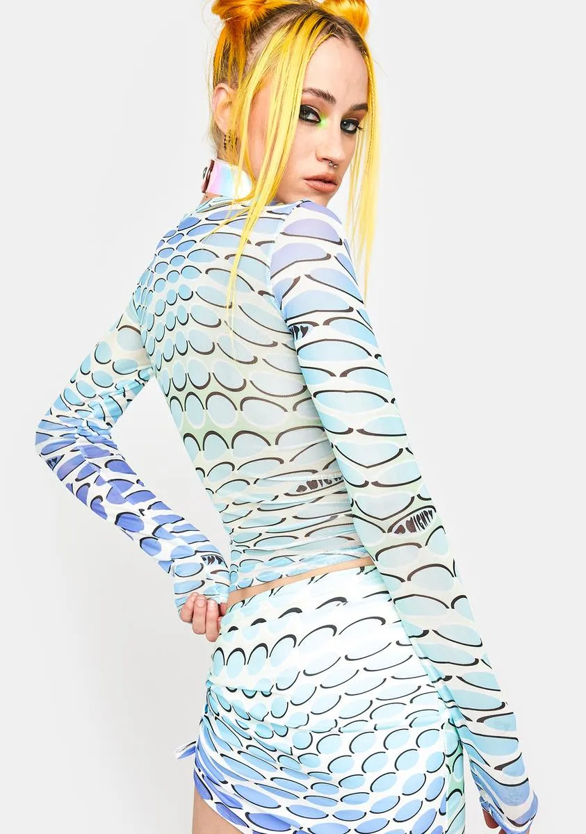 Blue Gradient Warp Mesh Top sold by Dolls Kill product image thumbnail 4