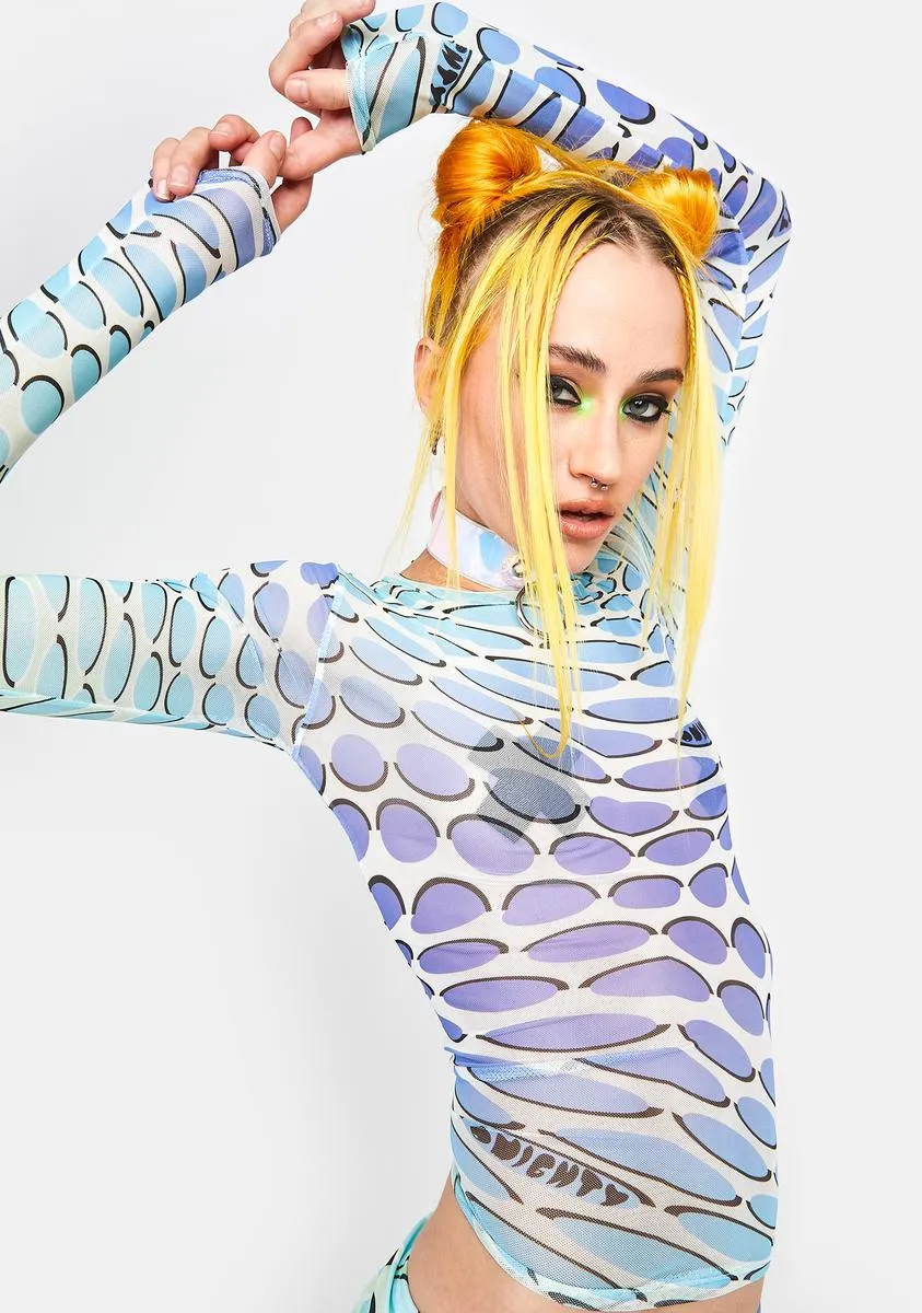 Blue Gradient Warp Mesh Top sold by Dolls Kill product image thumbnail 2