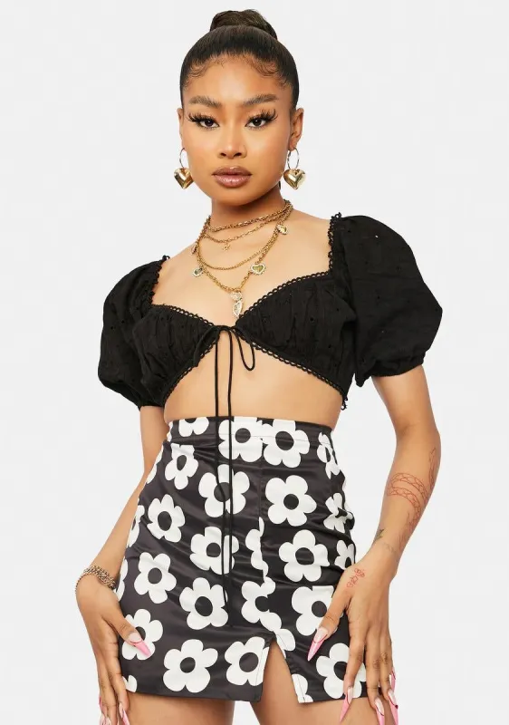Calm Mind Eyelet Crop Top sold by Dolls Kill