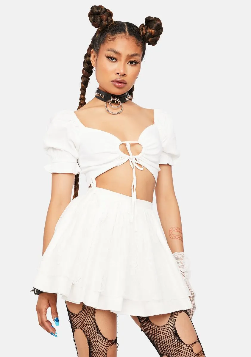 Bliss Seventh Heaven Keyhole Tie Crop Top sold by Dolls Kill