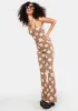 Tan Floral Fit And Flare Pants sold by Dolls Kill