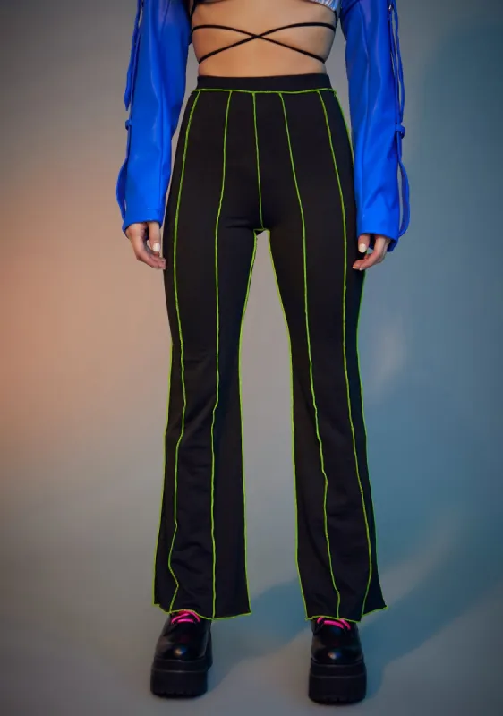 Lime Livin' Reckless Contrast Stitch Pants sold by Dolls Kill
