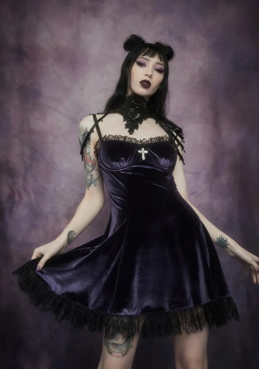 Violet Blind Faith Velvet Dress sold by Dolls Kill