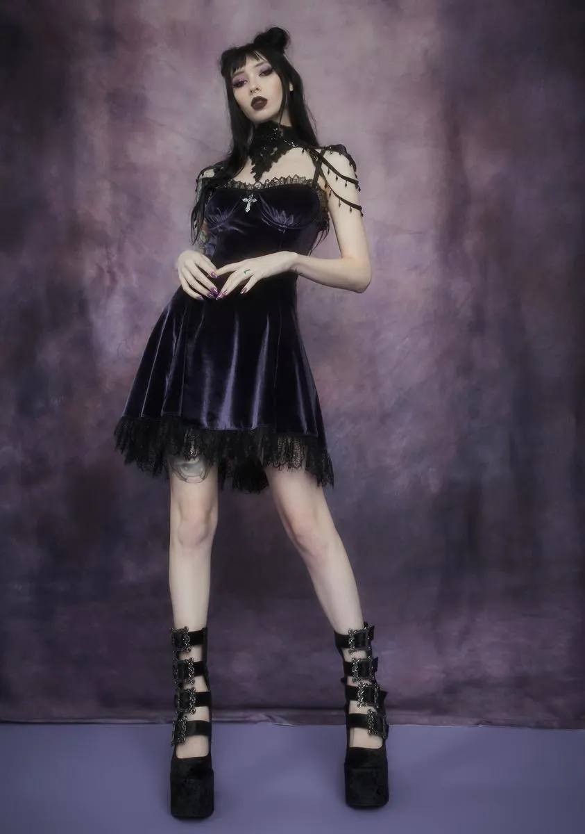 Violet Blind Faith Velvet Dress sold by Dolls Kill product image thumbnail 3