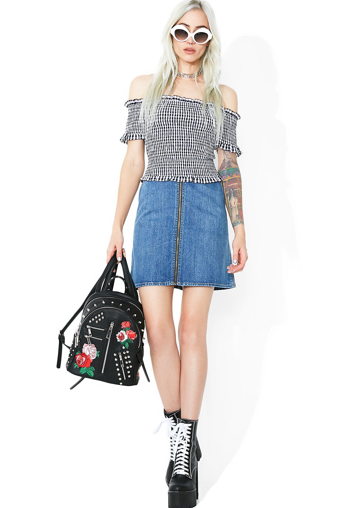 Check Please Off-Shoulder Top sold by Dolls Kill product image thumbnail 5