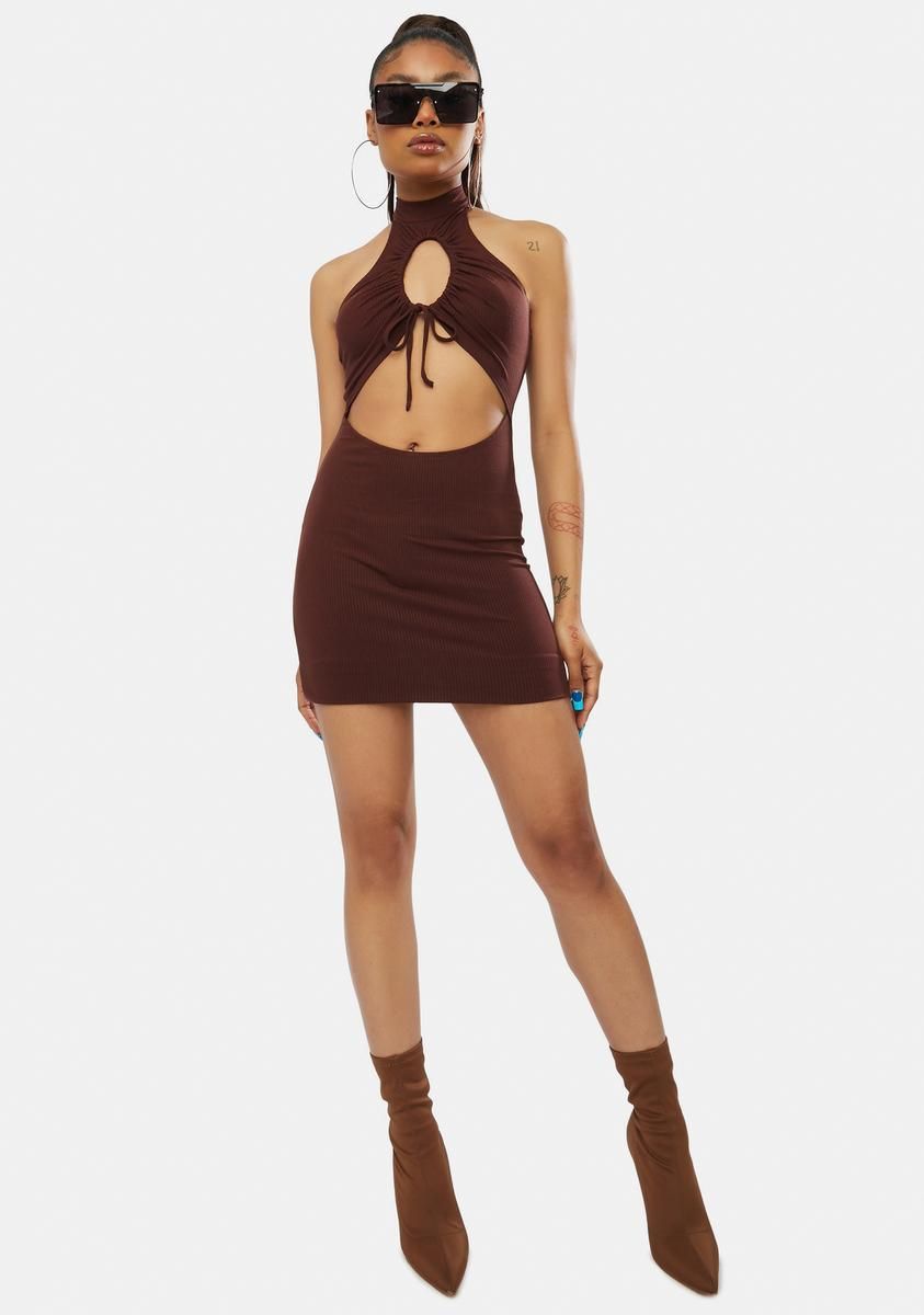 Umber Living The Dream Cut Out Halter Dress sold by Dolls Kill product image thumbnail 3