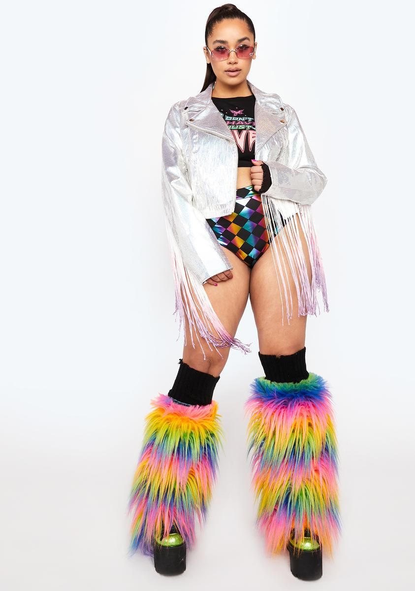 Plus Drop The Bass Fringe Sequin Moto Jacket sold by Dolls Kill product image thumbnail 3