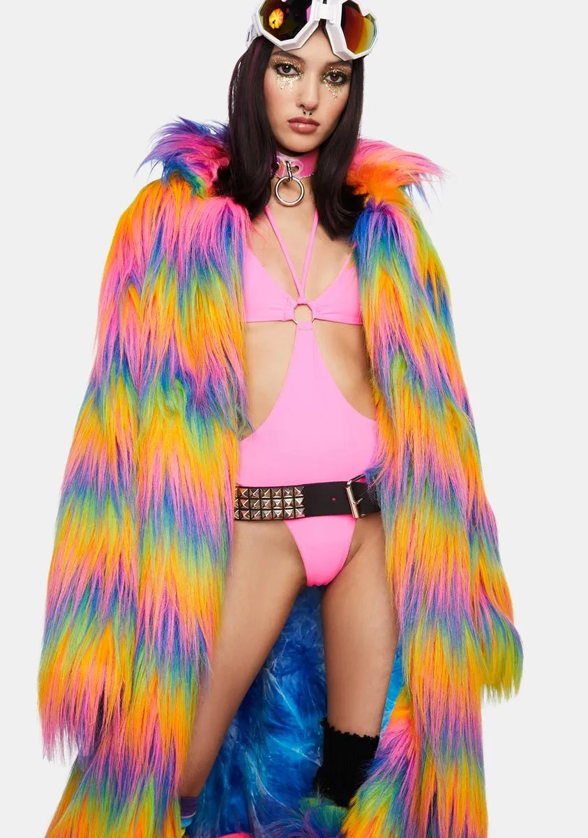 Rainbow Attitude Faux Fur Coat sold by Dolls Kill product image thumbnail 2