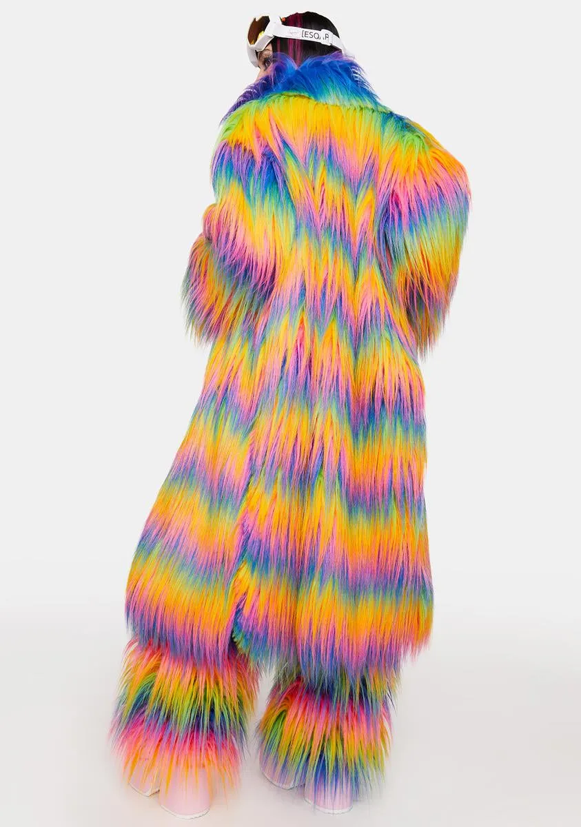 Rainbow Attitude Faux Fur Coat sold by Dolls Kill product image thumbnail 4