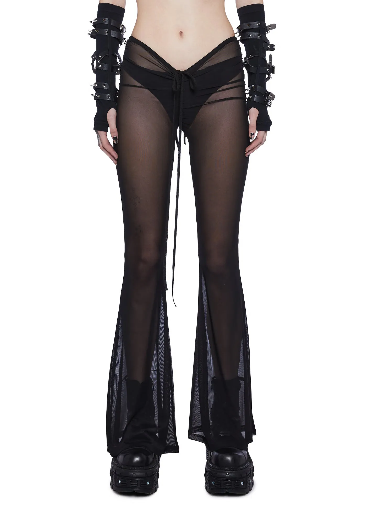 Reverb V-Cut Sheer Bell Bottoms sold by Dolls Kill
