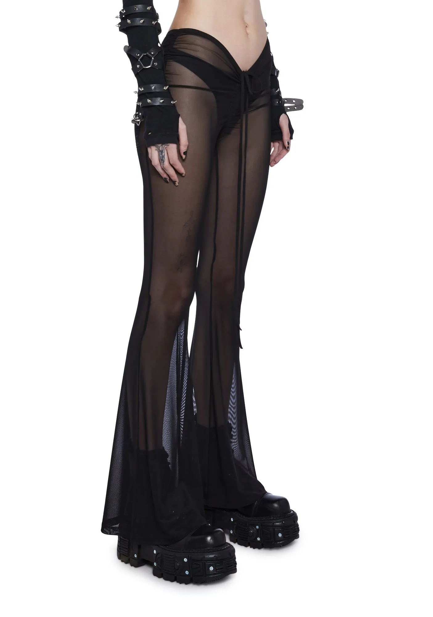 Reverb V-Cut Sheer Bell Bottoms sold by Dolls Kill product image thumbnail 3