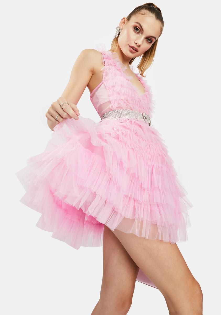Pink Tulle Ruffle Mini Dress sold by Dolls Kill product image thumbnail 2