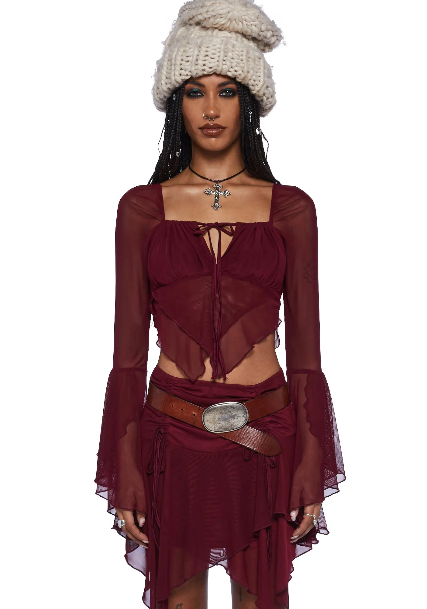 Wild Attraction Mesh Top- Red sold by Dolls Kill