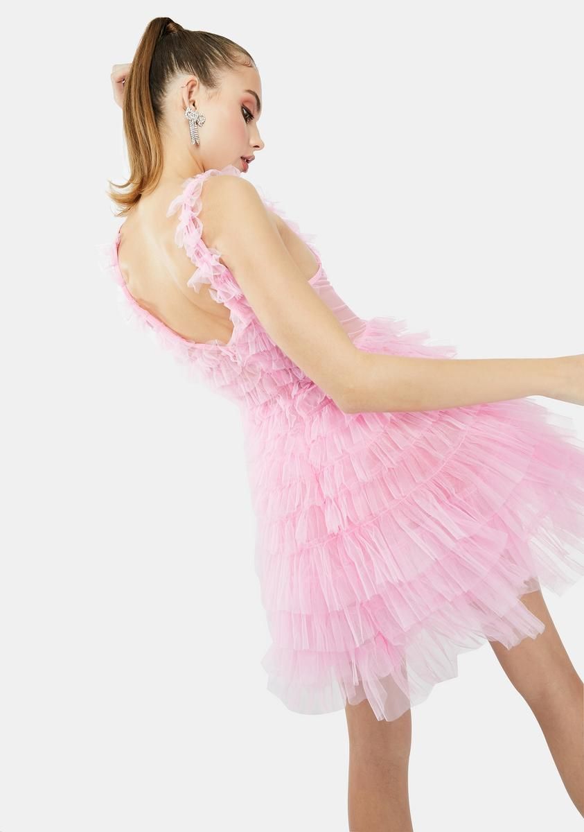 Pink Tulle Ruffle Mini Dress sold by Dolls Kill product image thumbnail 4