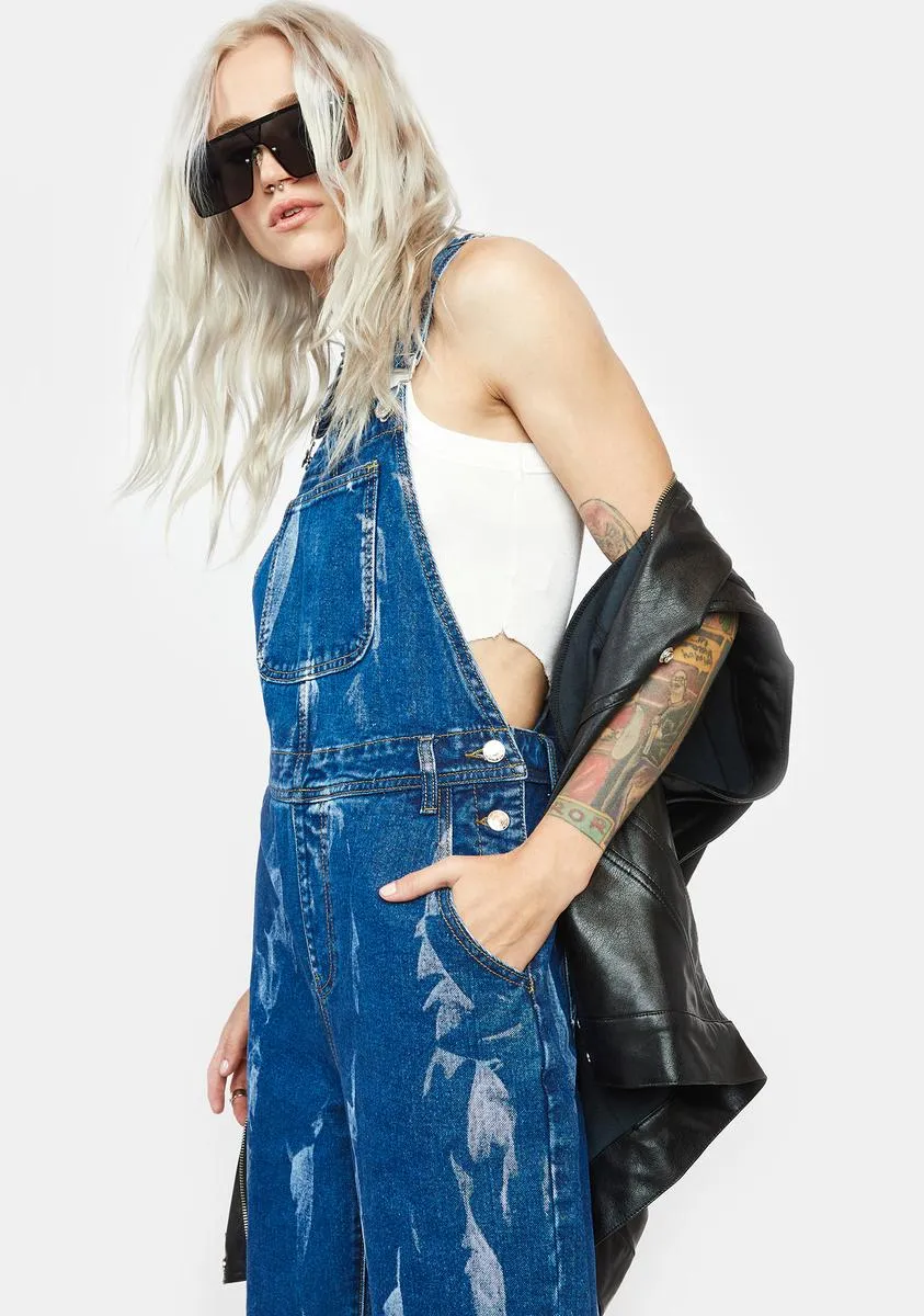 Mid Wash White Paint Overalls sold by Dolls Kill product image thumbnail 2