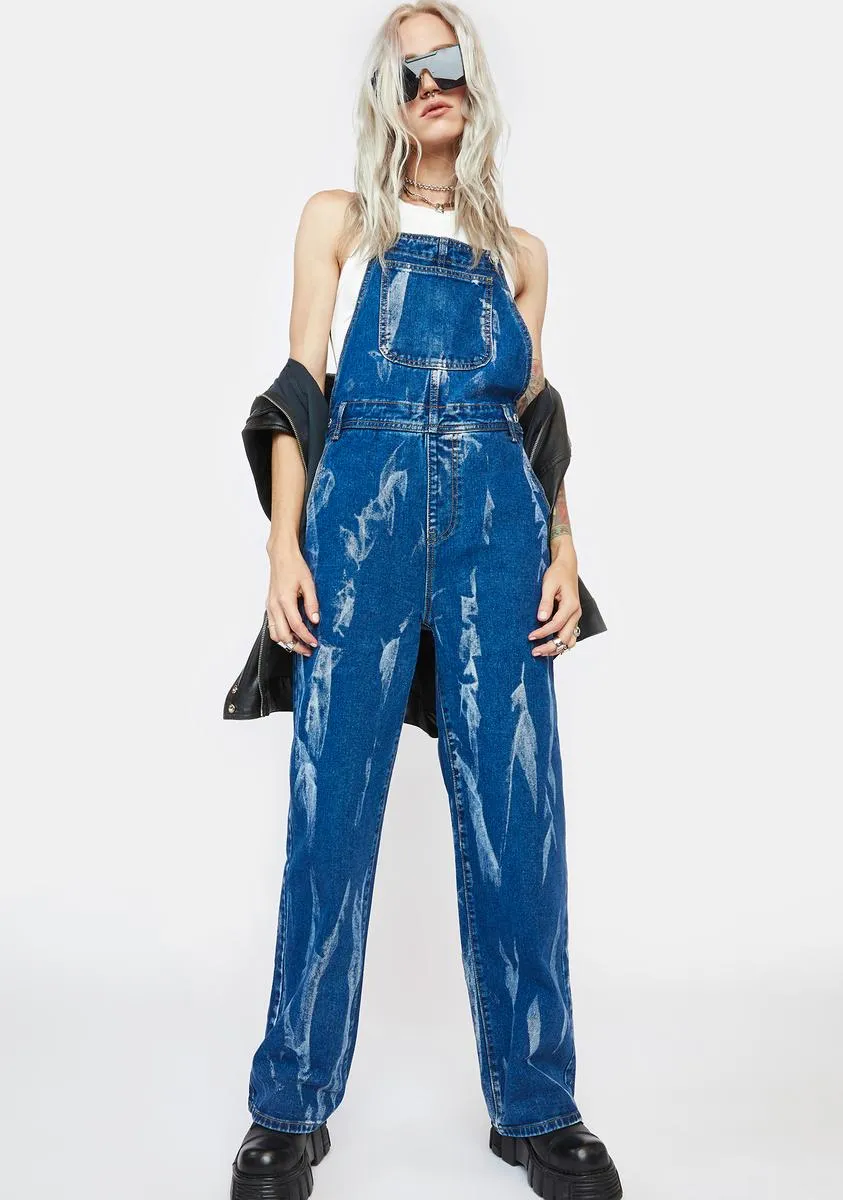 Mid Wash White Paint Overalls sold by Dolls Kill product image thumbnail 3