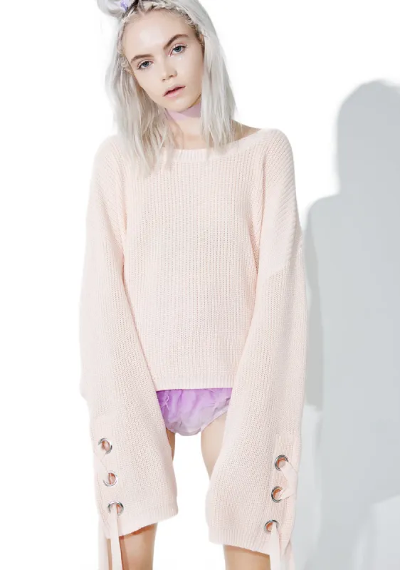 Keen On Ya Lace-Up Sweater sold by Dolls Kill